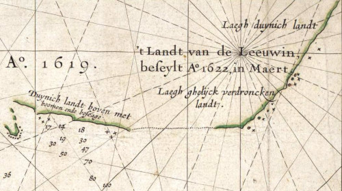 Caert van't Landt van d'Eendracht showing Land of the Leeuwin