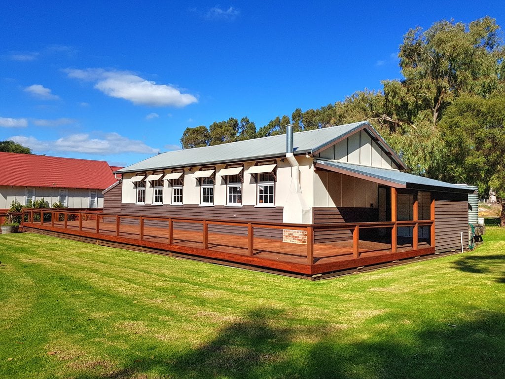 Recent photo of Cowaramup Old School now located at Taunton Farm Holiday Park