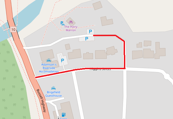 Map: Access to the Historical Society is through Higgens Street. 