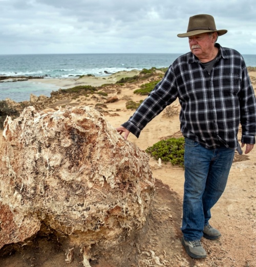 Tom Wenman at the 20,000-year-old rhizoliths site